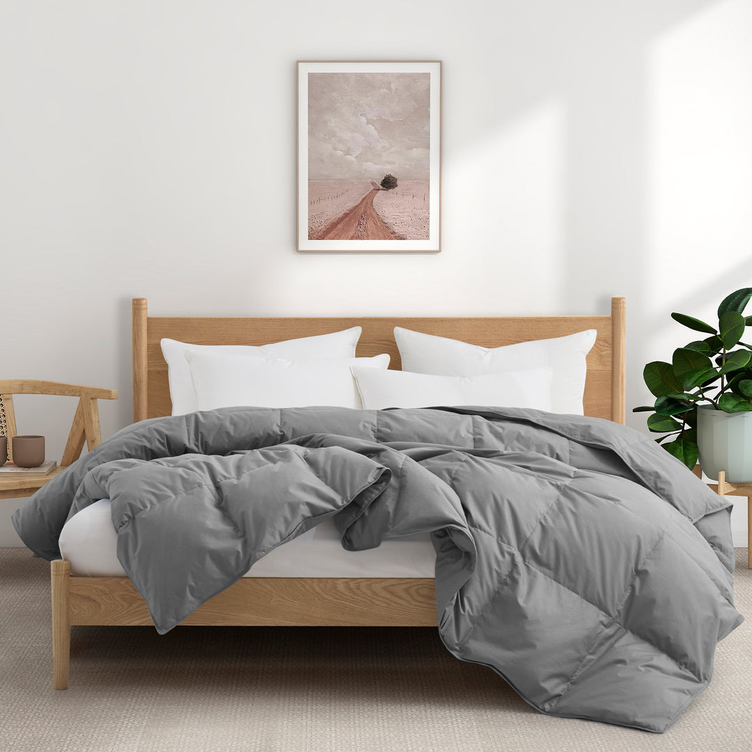 Goose Feathers Fiber Down Comforter Organic Cotton, Medium Warm All Seasons Duvet Insert Image 2