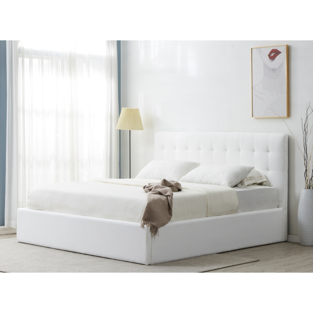 SAFAVIEH COUTURE ROSITA LOW PROFILE TUFTED BED Ivory Image 1