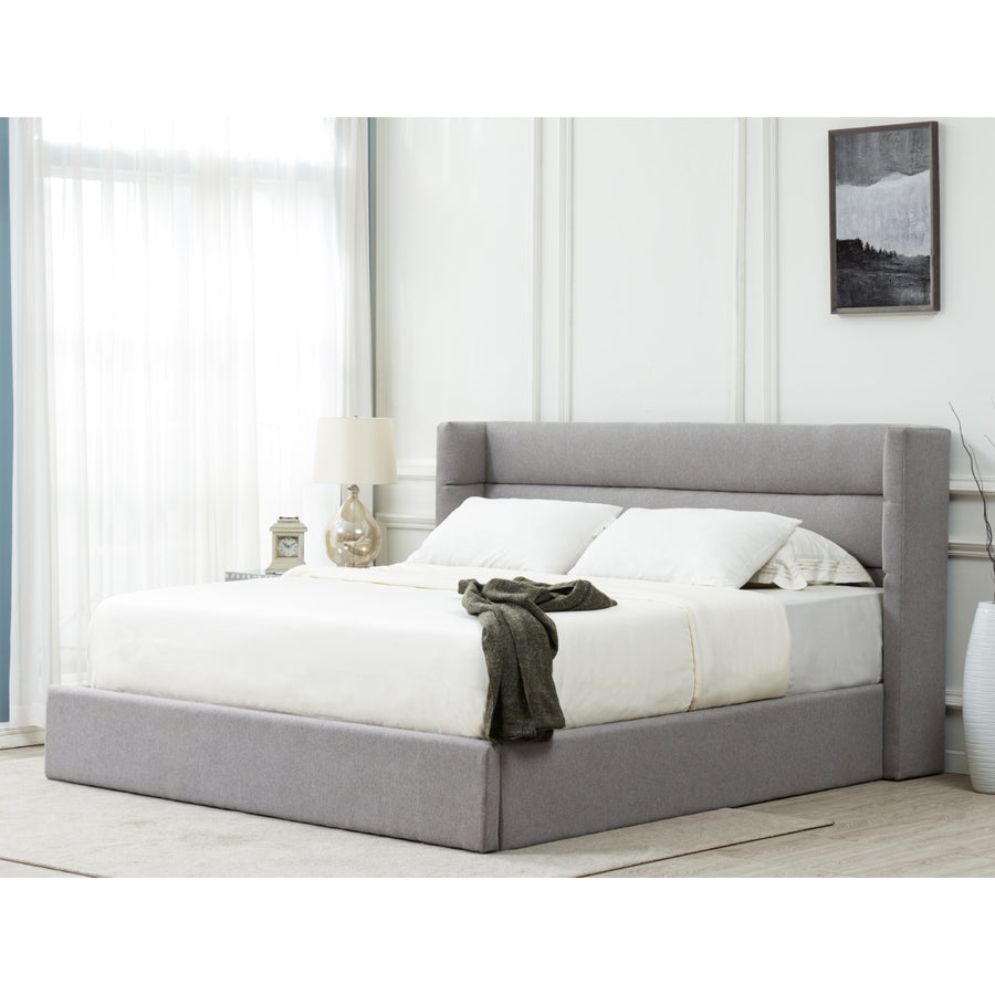 SAFAVIEH COUTURE OLIVIANNA LOW PROFILE BED Light Grey Image 1