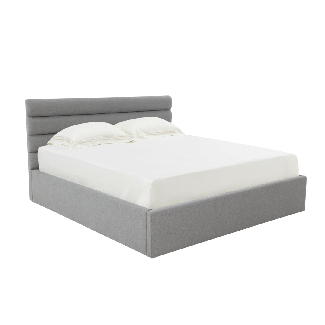 SAFAVIEH COUTURE JAYBELLA LOWPROFILE TUFTED BED Light Grey Image 3