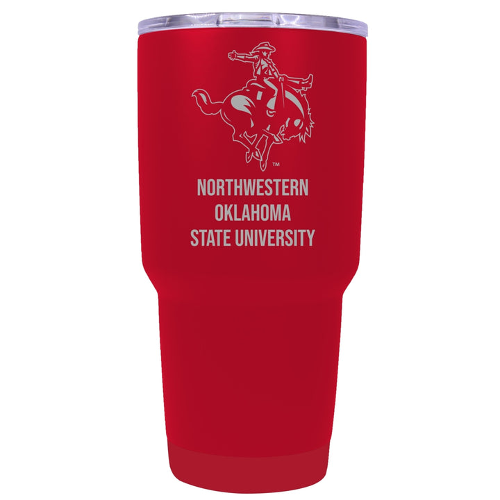 Northwestern Oklahoma State University 24 oz Laser Engraved Stainless Steel Insulated Tumbler - Choose Your Color. Image 2