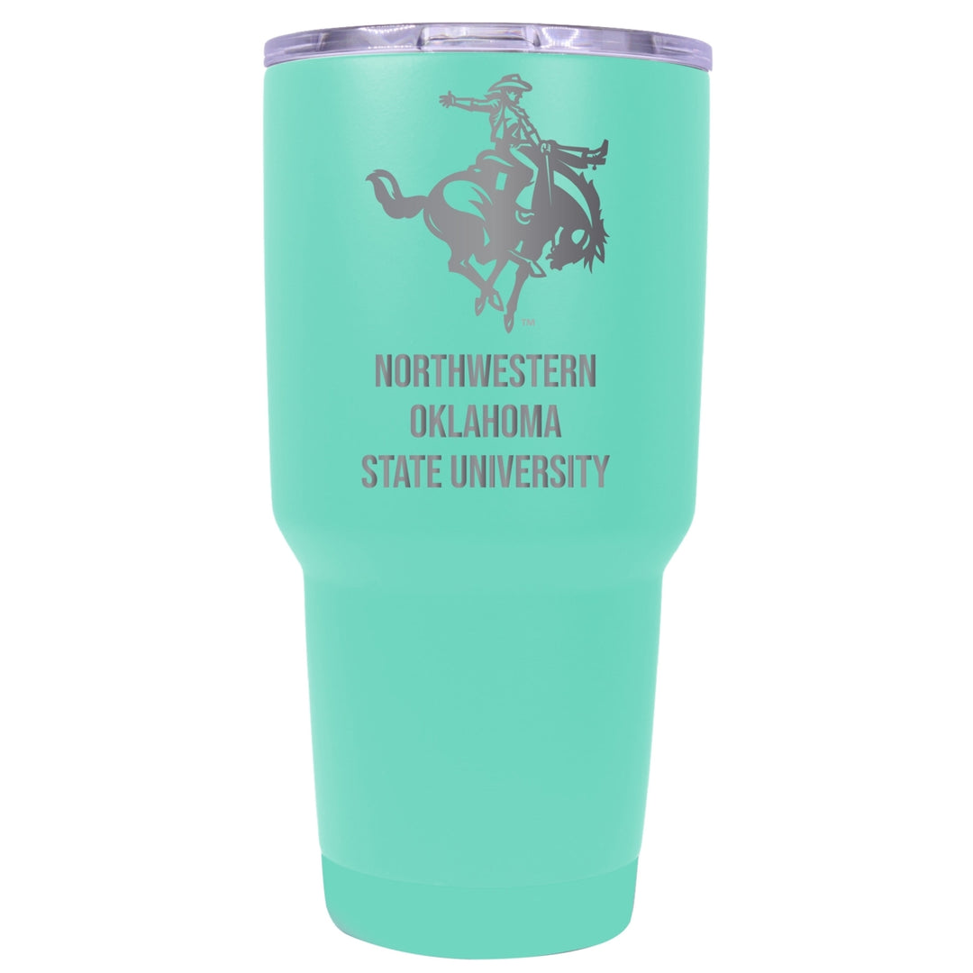 Northwestern Oklahoma State University 24 oz Laser Engraved Stainless Steel Insulated Tumbler - Choose Your Color. Image 3