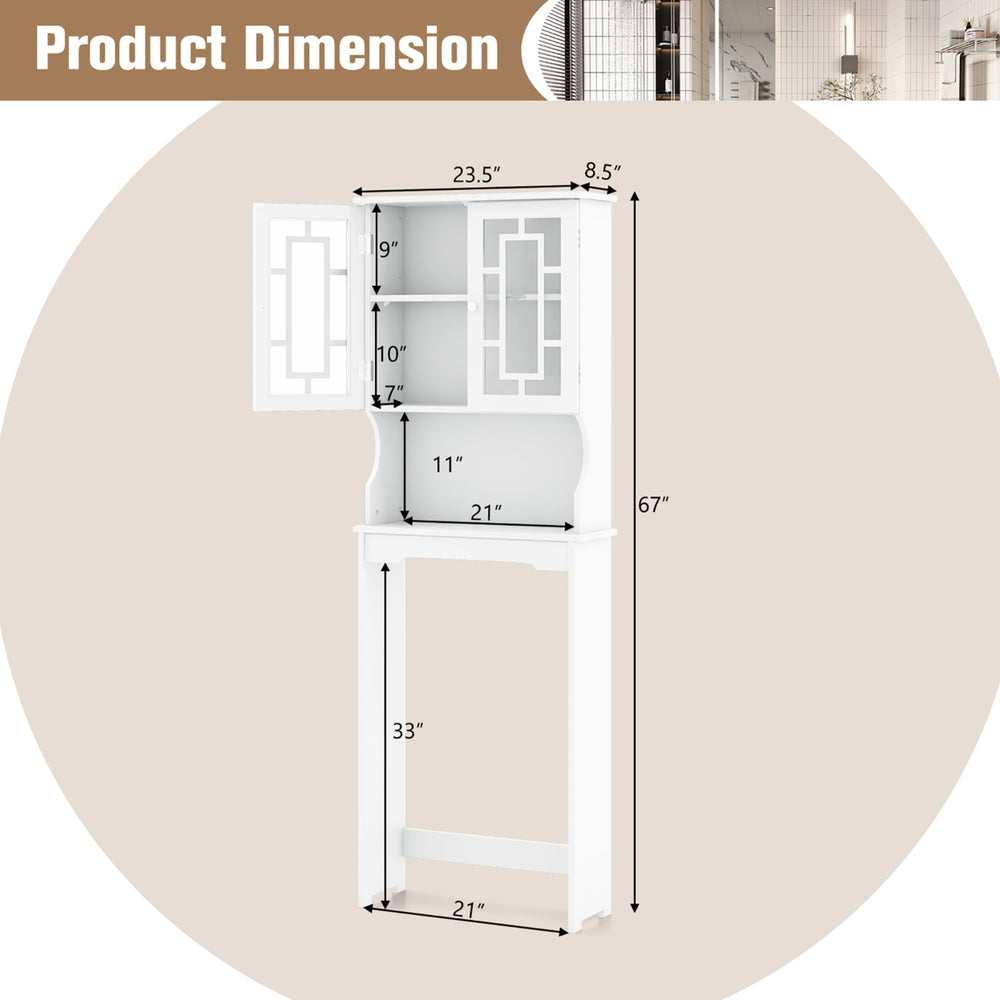 White Bathroom Over The Toilet Space Saver Storage Cabinet Organizer Shelf Image 2