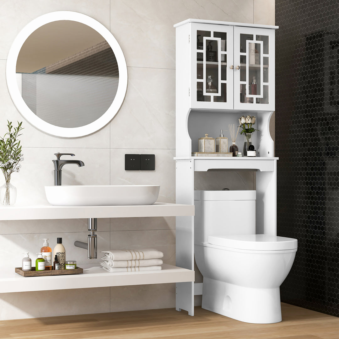 White Bathroom Over The Toilet Space Saver Storage Cabinet Organizer Shelf Image 3