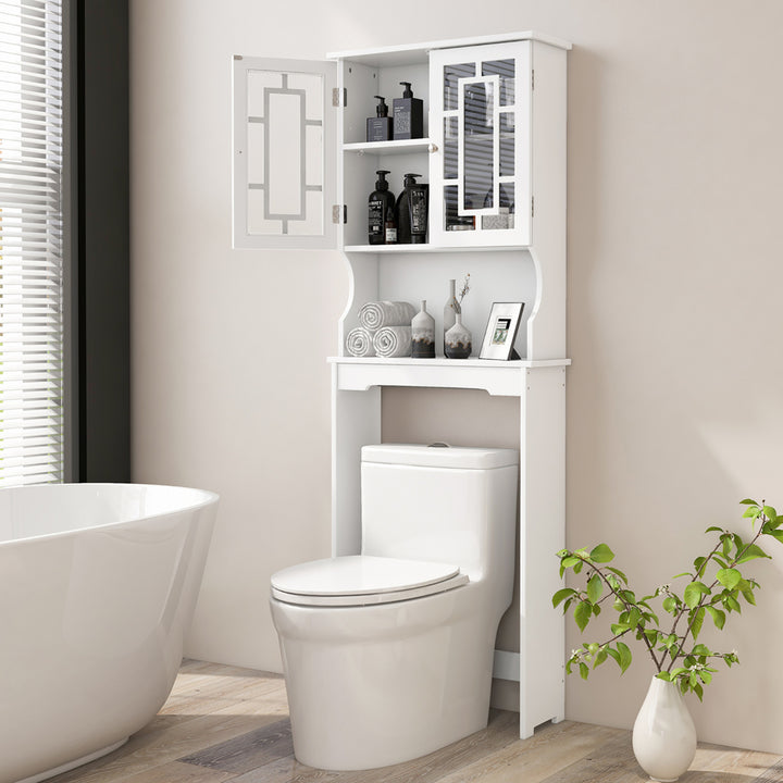 White Bathroom Over The Toilet Space Saver Storage Cabinet Organizer Shelf Image 4