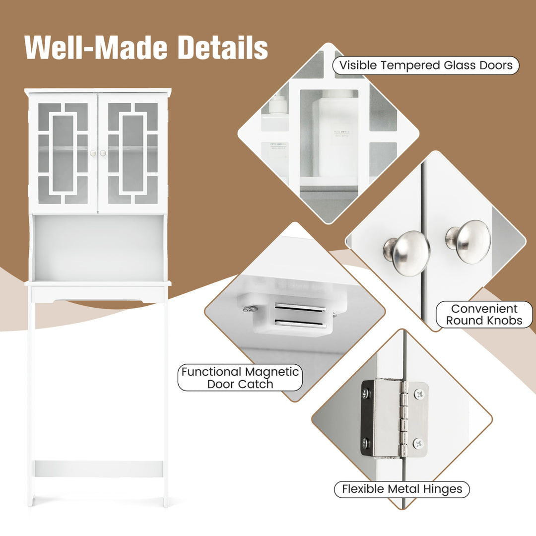 White Bathroom Over The Toilet Space Saver Storage Cabinet Organizer Shelf Image 9