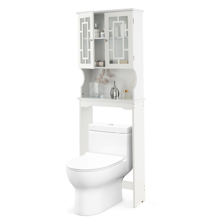 White Bathroom Over The Toilet Space Saver Storage Cabinet Organizer Shelf Image 10