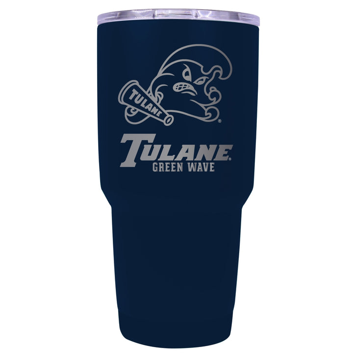 Tulane University Green Wave 24 oz Laser Engraved Stainless Steel Insulated Tumbler - Choose Your Color. Image 1