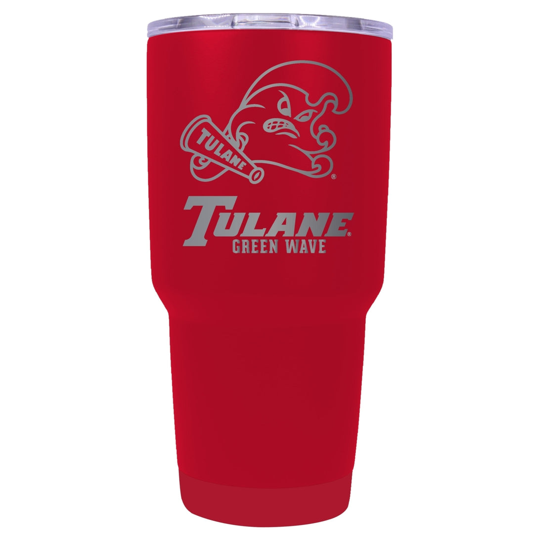 Tulane University Green Wave 24 oz Laser Engraved Stainless Steel Insulated Tumbler - Choose Your Color. Image 3