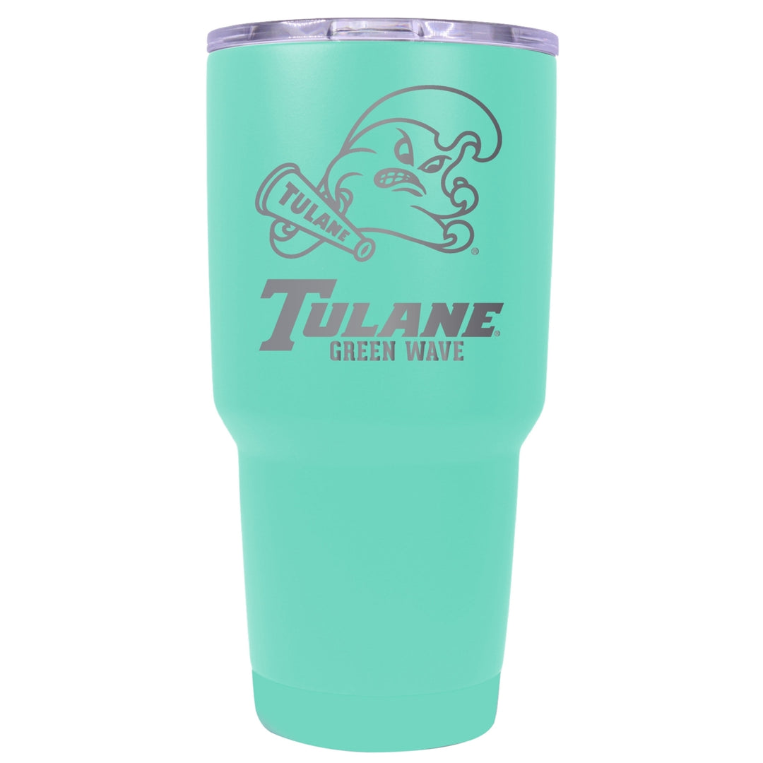 Tulane University Green Wave 24 oz Laser Engraved Stainless Steel Insulated Tumbler - Choose Your Color. Image 4