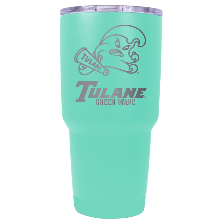 Tulane University Green Wave 24 oz Laser Engraved Stainless Steel Insulated Tumbler - Choose Your Color. Image 1