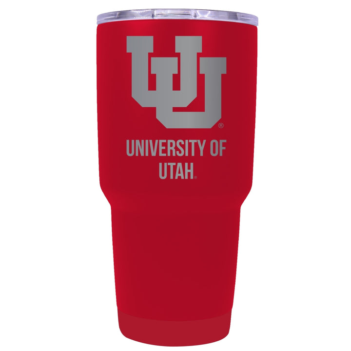 Utah Utes 24 oz Laser Engraved Stainless Steel Insulated Tumbler - Choose Your Color. Image 2