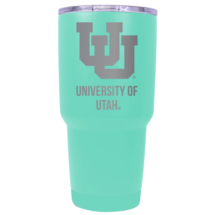 Utah Utes 24 oz Laser Engraved Stainless Steel Insulated Tumbler - Choose Your Color. Image 3