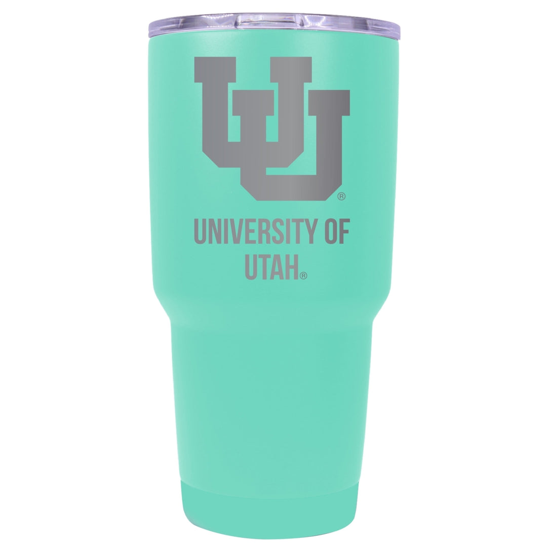 Utah Utes 24 oz Laser Engraved Stainless Steel Insulated Tumbler - Choose Your Color. Image 1