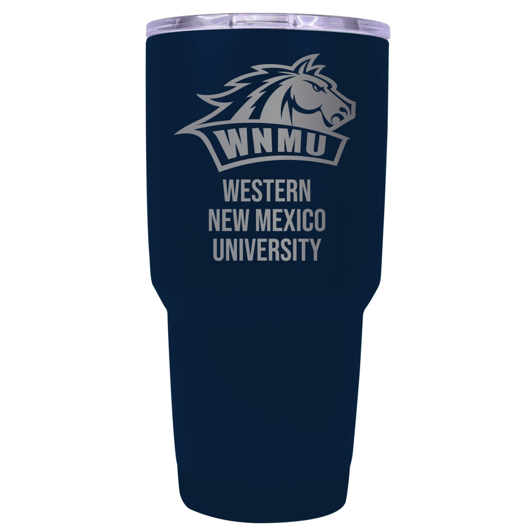 Western  Mexico University 24 oz Laser Engraved Stainless Steel Insulated Tumbler - Choose Your Color. Image 2