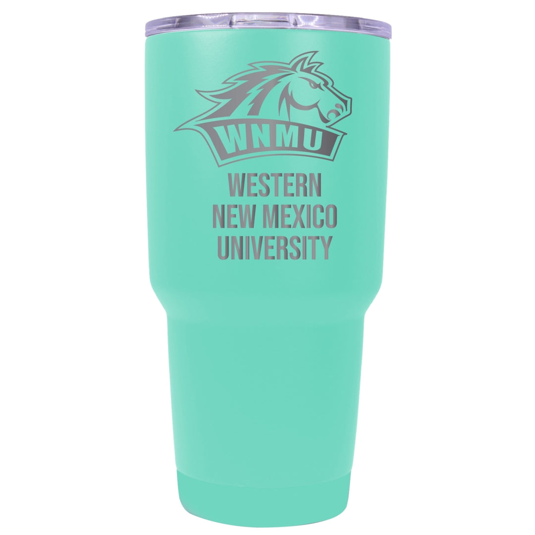 Western  Mexico University 24 oz Laser Engraved Stainless Steel Insulated Tumbler - Choose Your Color. Image 4