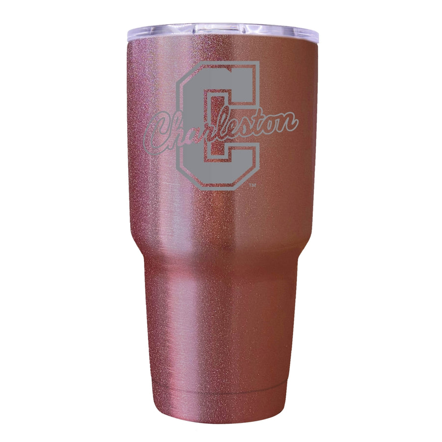 College of Charleston Premium Laser Engraved Tumbler - 24oz Stainless Steel Insulated Mug Rose Gold Image 1