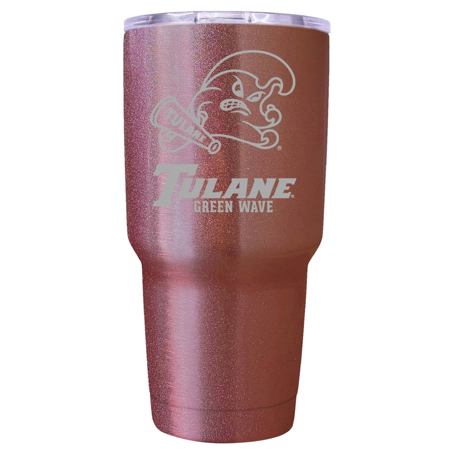 Tulane University Green Wave Premium Laser Engraved Tumbler - 24oz Stainless Steel Insulated Mug Rose Gold Image 1