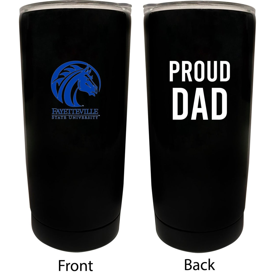 Fayetteville State University NCAA Insulated Tumbler - 16oz Stainless Steel Travel Mug Proud Dad Design Black Image 1