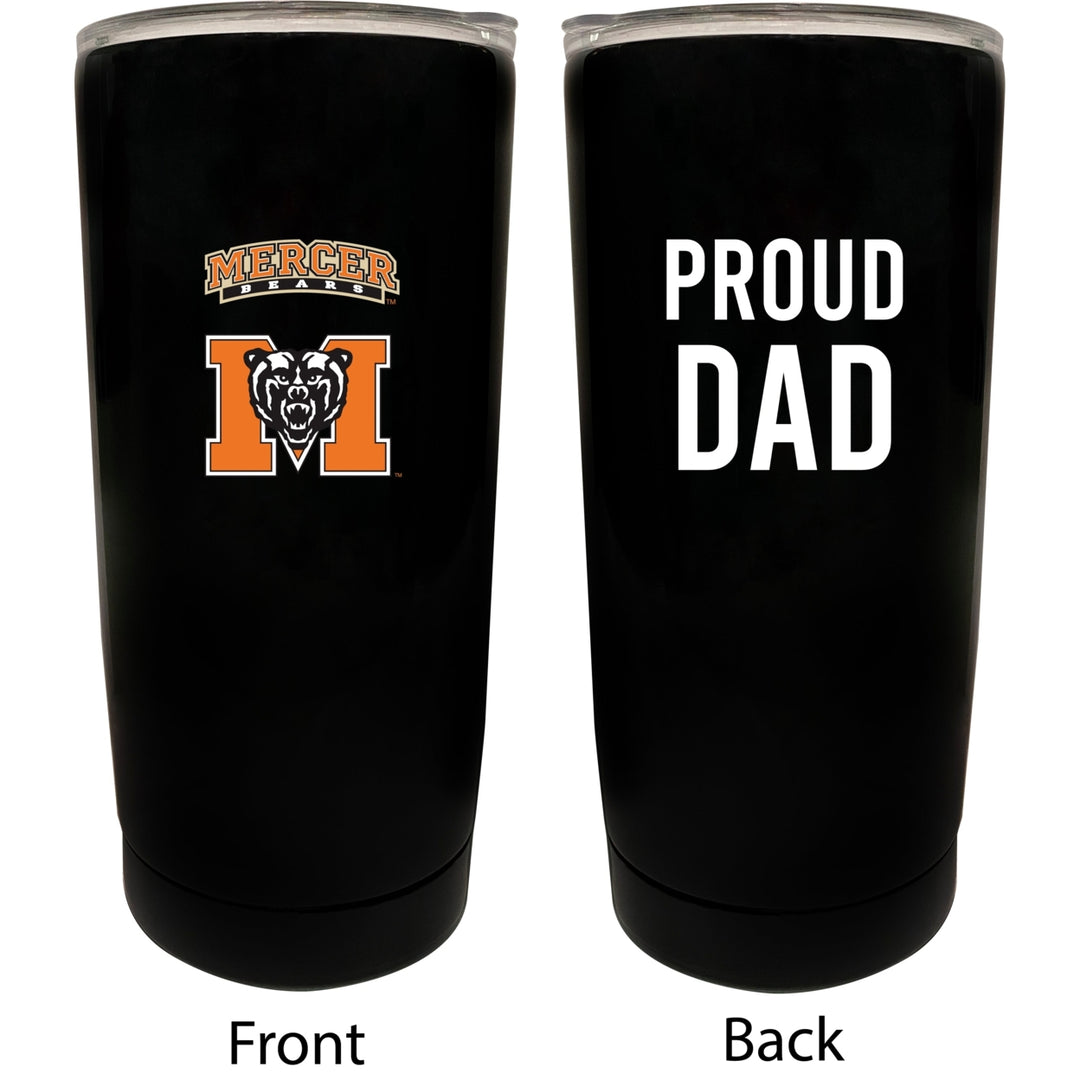 Mercer University NCAA Insulated Tumbler - 16oz Stainless Steel Travel Mug Proud Dad Design Black Image 1