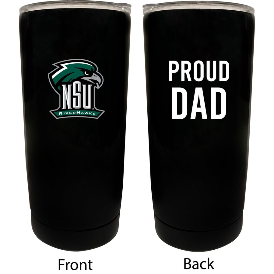 Northeastern State University Riverhawks NCAA Insulated Tumbler - 16oz Stainless Steel Travel Mug Proud Dad Design Black Image 1