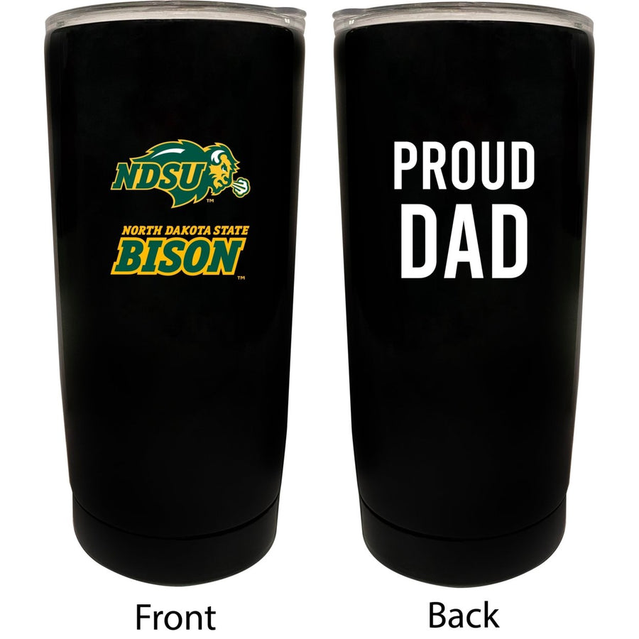 North Dakota State Bison NCAA Insulated Tumbler - 16oz Stainless Steel Travel Mug Proud Dad Design Black Image 1