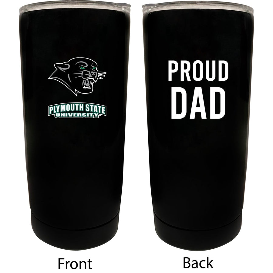 Plymouth State University NCAA Insulated Tumbler - 16oz Stainless Steel Travel Mug Proud Dad Design Black Image 1