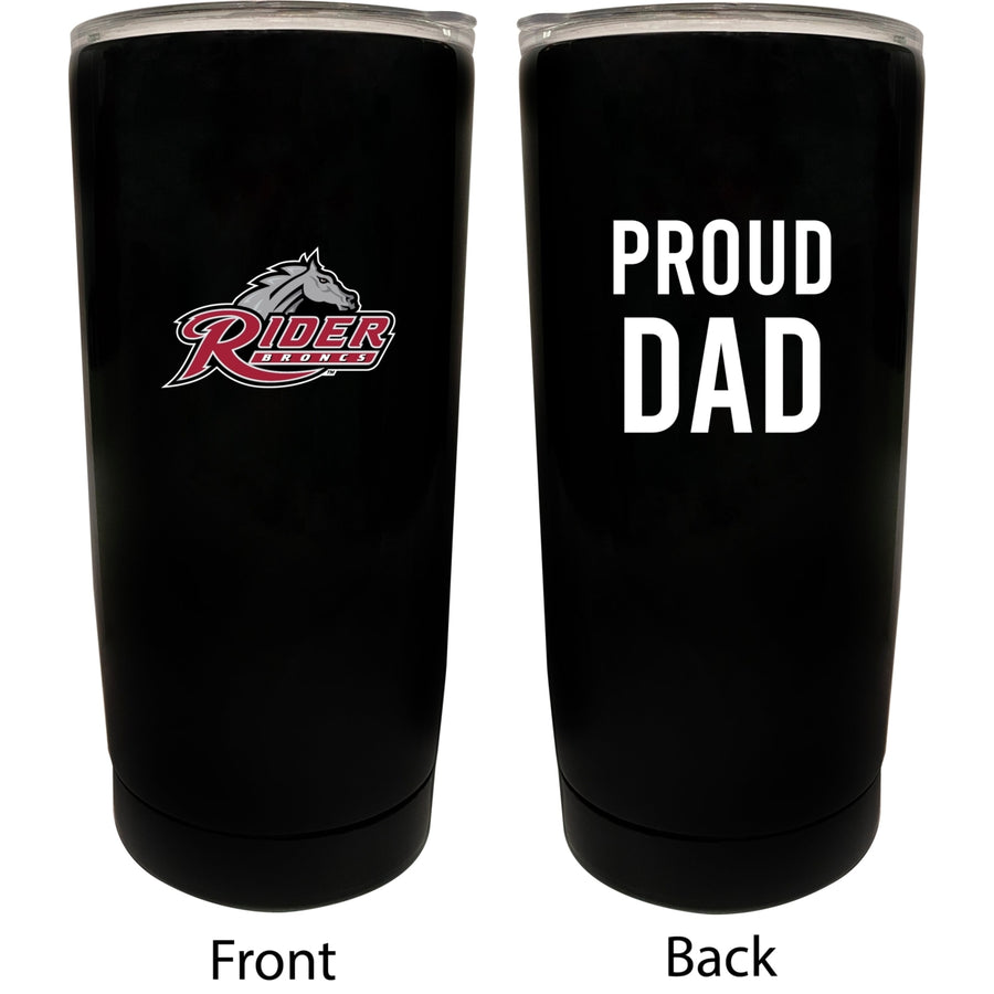 Rider University Broncs NCAA Insulated Tumbler - 16oz Stainless Steel Travel Mug Proud Dad Design Black Image 1