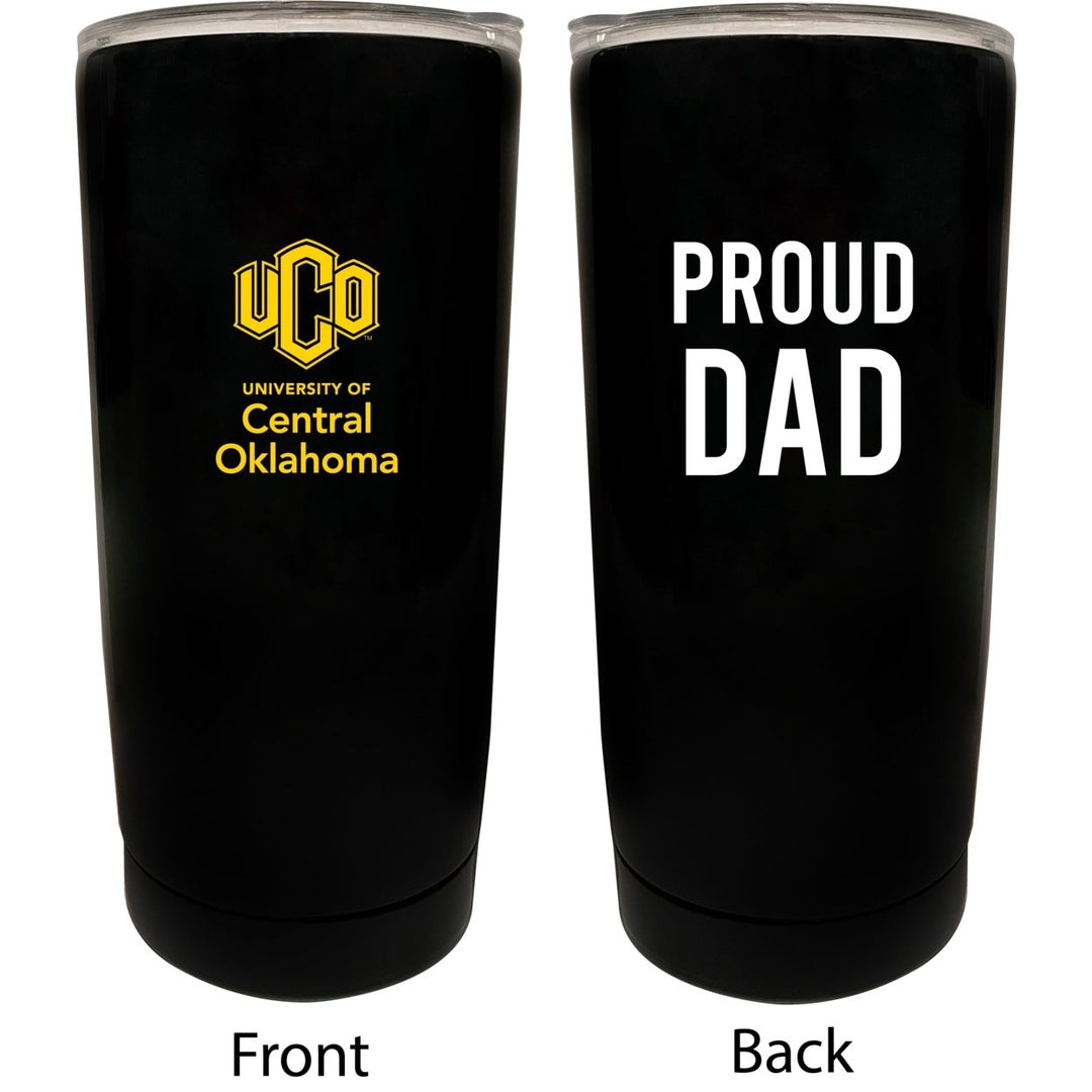 University of Central Oklahoma Bronchos NCAA Insulated Tumbler - 16oz Stainless Steel Travel Mug Proud Dad Design Black Image 1