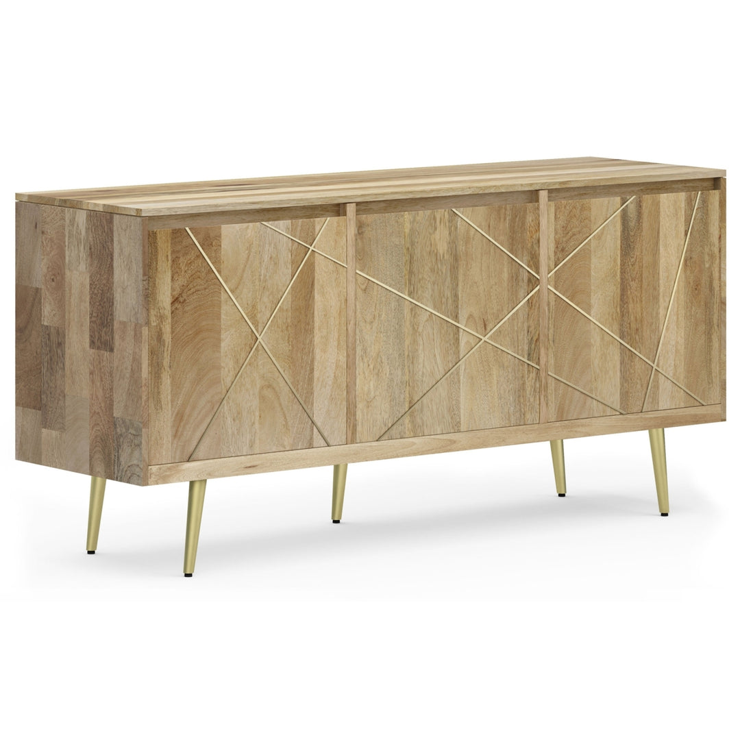 Jager Sideboard Buffet Mango Wood with Brass Inlay Modern Storage Cabinet Image 1