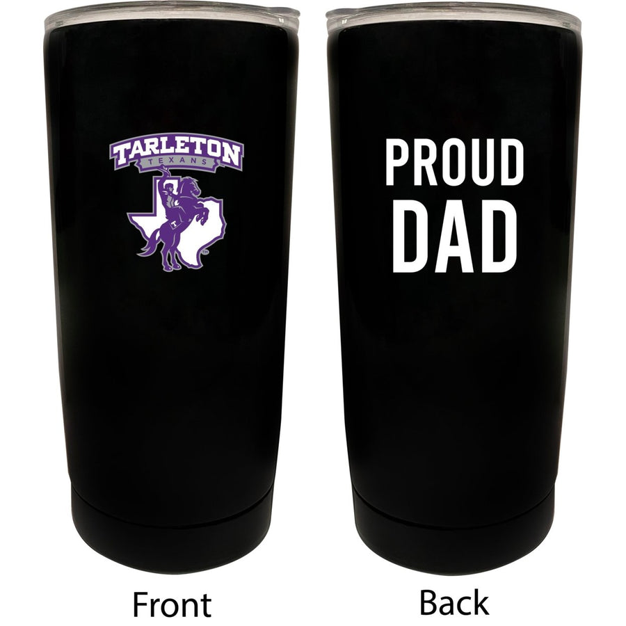 Tarleton State University NCAA Insulated Tumbler - 16oz Stainless Steel Travel Mug Proud Dad Design Black Image 1