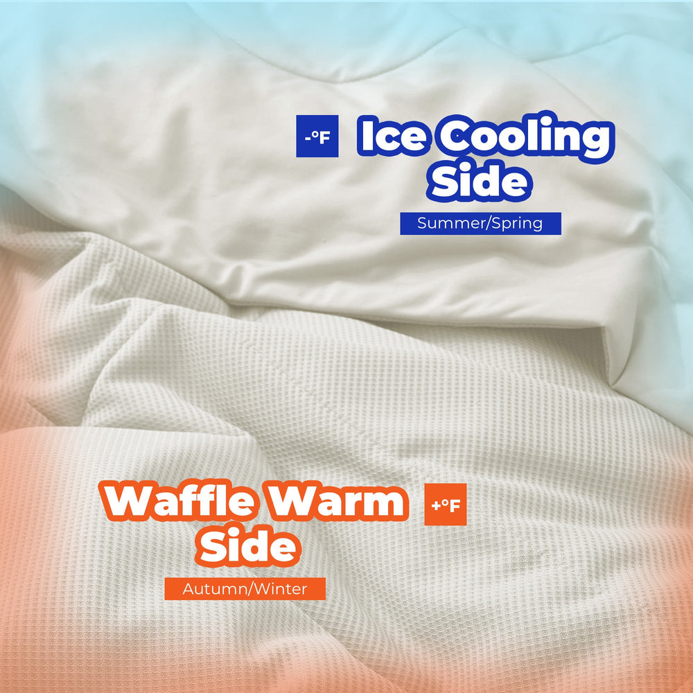 Reversible Cooling Blanket King Lightweight Summer Cold Blankets for Sleeping, Cream, 90" x 108" Image 2
