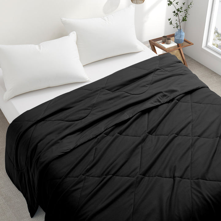 Bed Blanket, 68" x 90" Twin Size Soft Washable Double Sided Blankets, Black Image 5