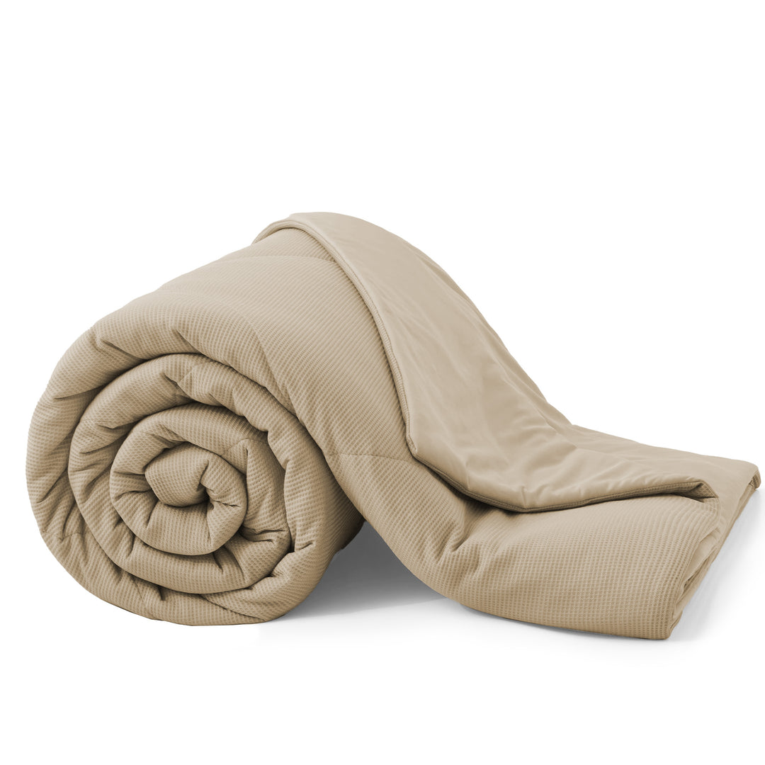 Reversible Blanket Twin Lightweight Blanket for Sleeping, Khaki, 68" x 90" Image 1