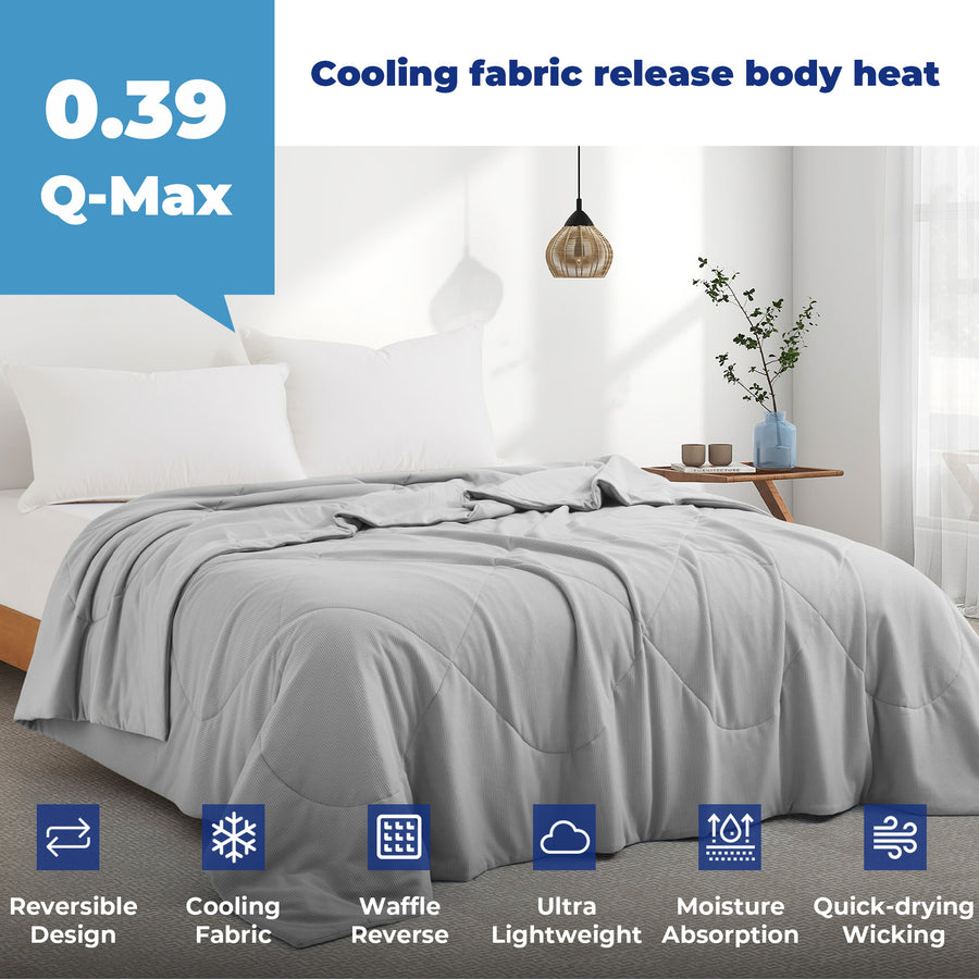 Reversible Blanket King Size Breathable Cooling Blanket for Summer, Light Gray, 108" x 90" Image 1