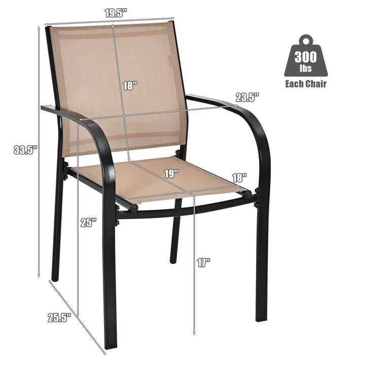 4PCS Stackable Patio Dining Chair w/ Steel Frame and Quick-drying Fabric Image 2