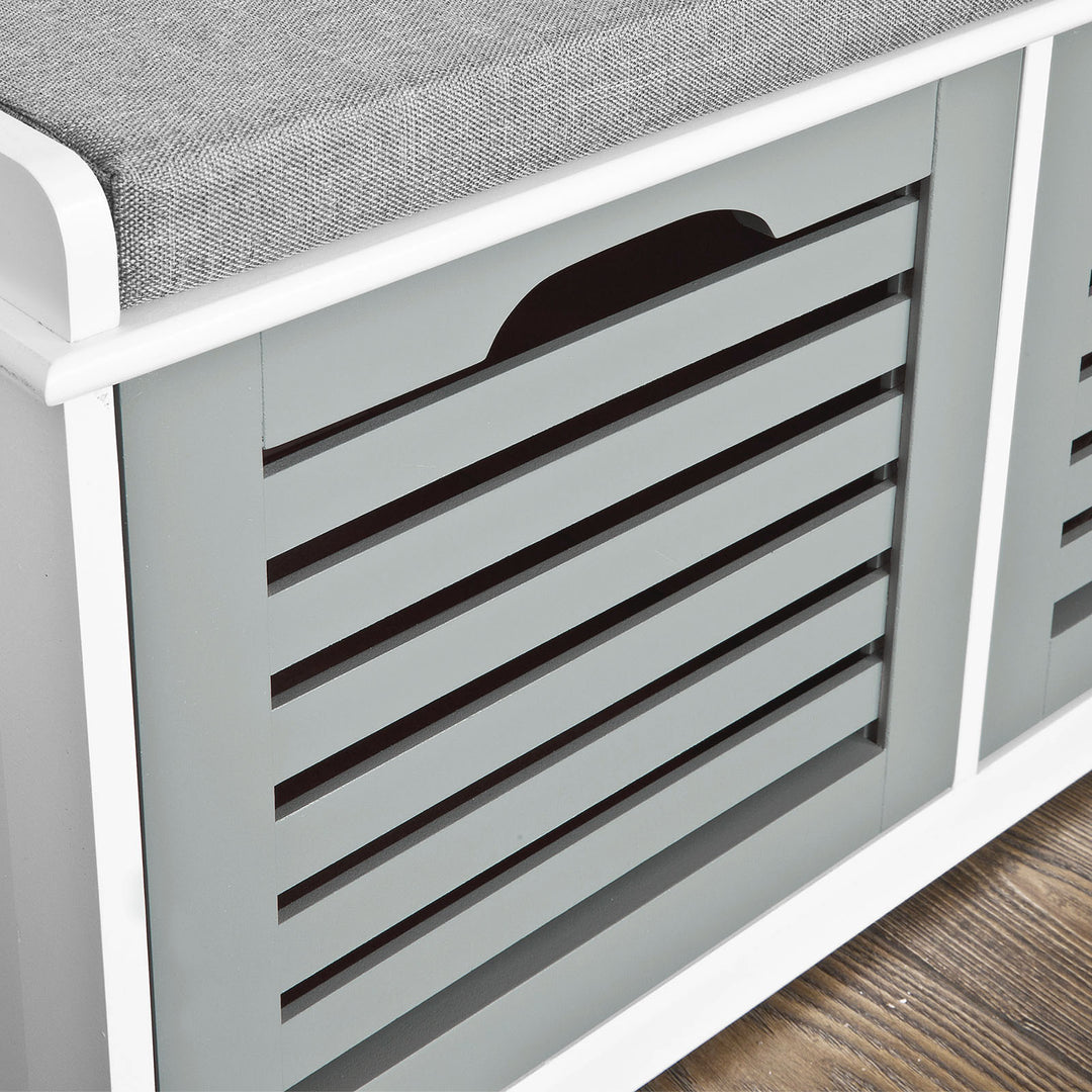 Haotian FSR23-HG, Storage Bench with 3 Drawers and Padded Seat Cushion, Hallway Bench Shoe Cabinet Shoe Bench Image 4