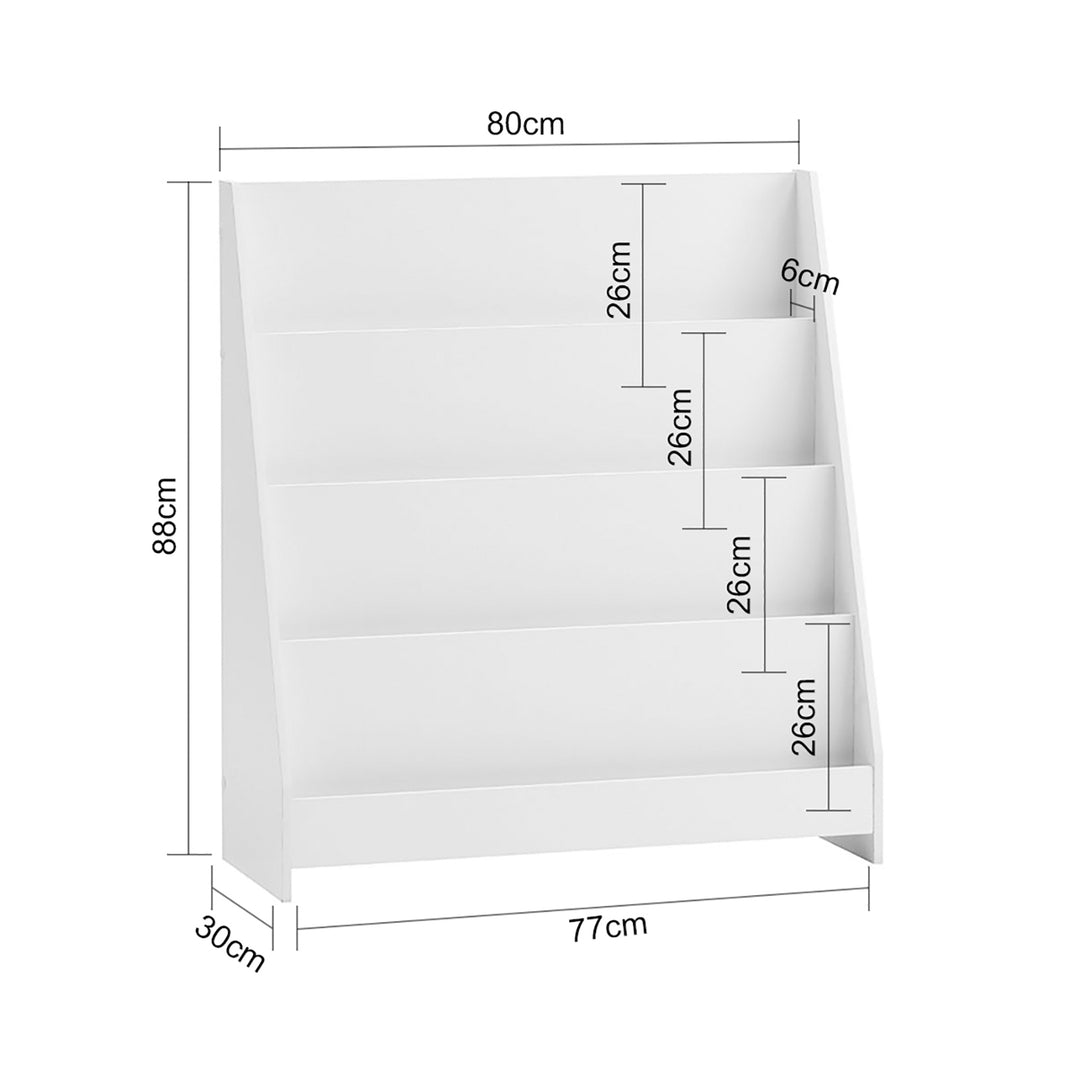 Haotian KMB32-W, White 4-Tier Children Kids Bookcase, Book Shelf, Storage Display Rack Organizer Holder Image 3