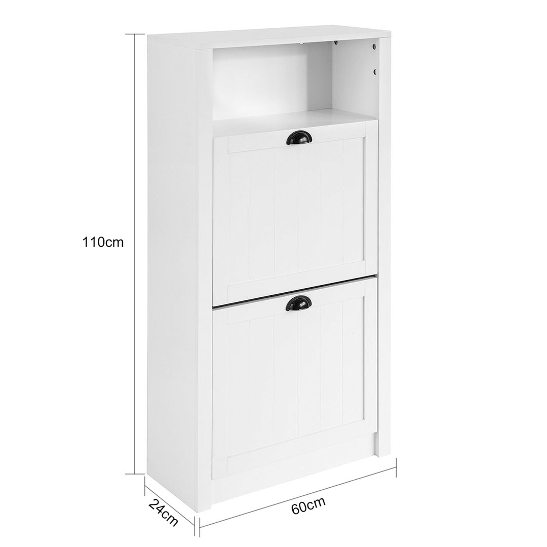 Haotian FSR87-K-W, 2 Drawers Shoe Cabinet Shoe Rack Shoe Storage Cupboard Organizer Unit Image 3