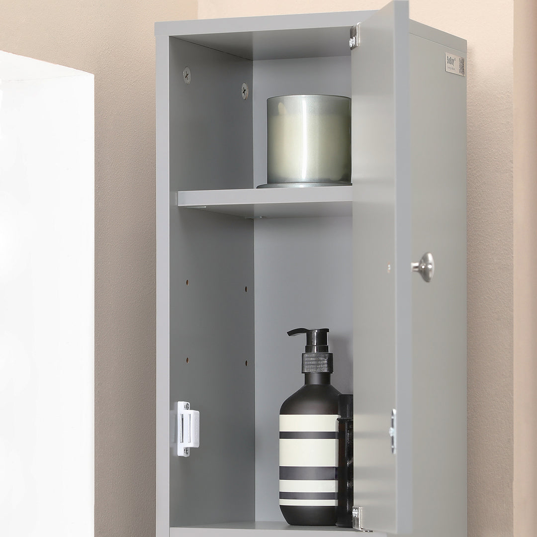 Haotian Grey Bathroom Tall Cabinet 1 Drawer 2 Doors Adjustable Shelves BZR34-HG 70.87" Image 3