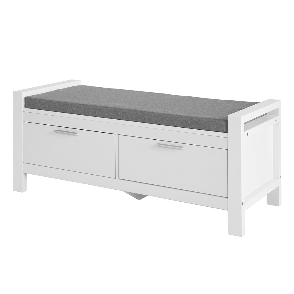 Haotian FSR74-W,Hallway Storage Bench with Two Drawers and Padded Seat Cushion Image 1