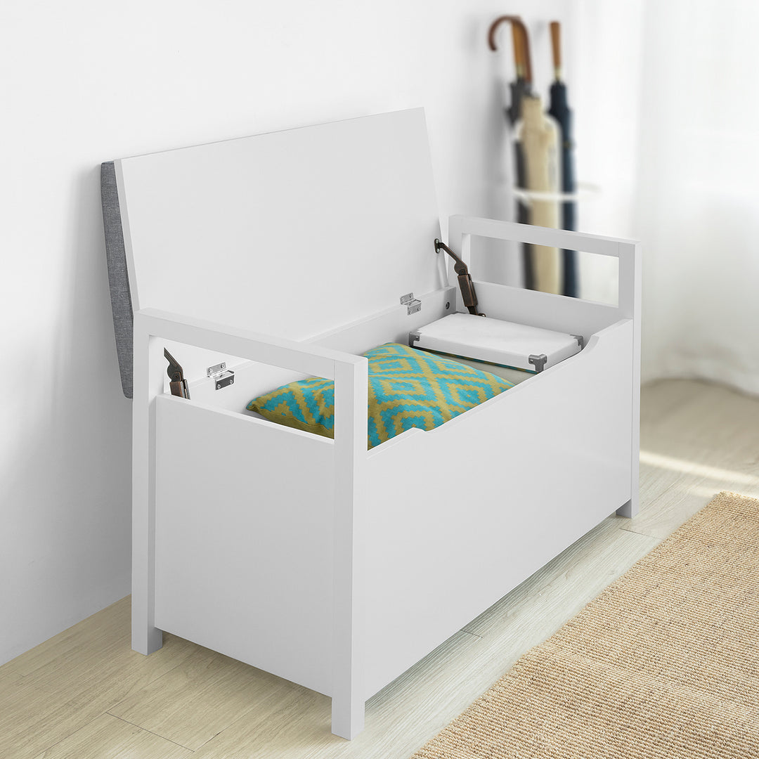 Haotian FSR76-W, Storage Shoe Bench with Lift Up Top and Padded Seat Cushion, Bench with Storage Chest, Toy Box Image 2