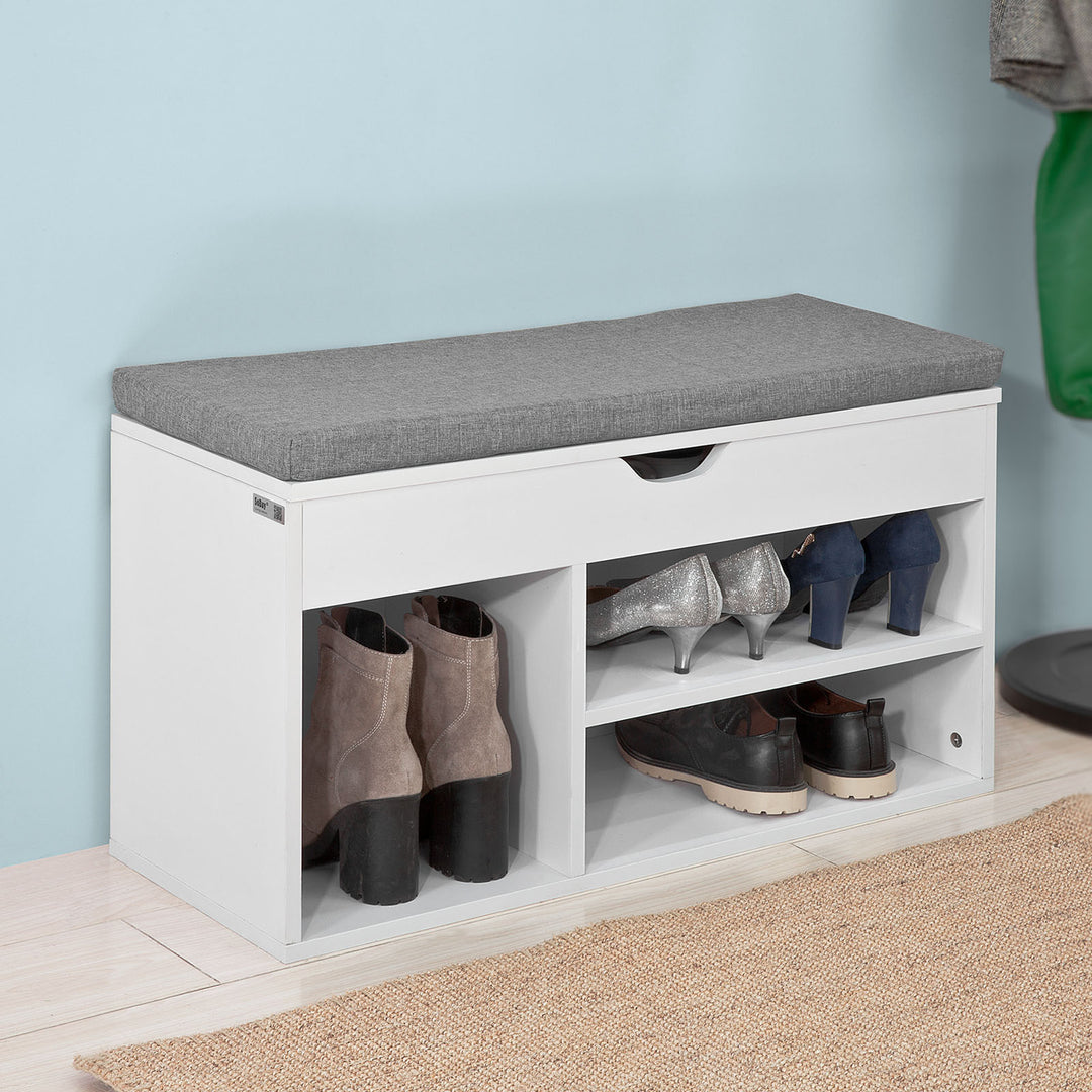 Haotian FSR45-HG,Shoe Storage Cabinet,Shoe Rack Shoe Bench with Lift Up Bench Top and Grey Cushion Image 1