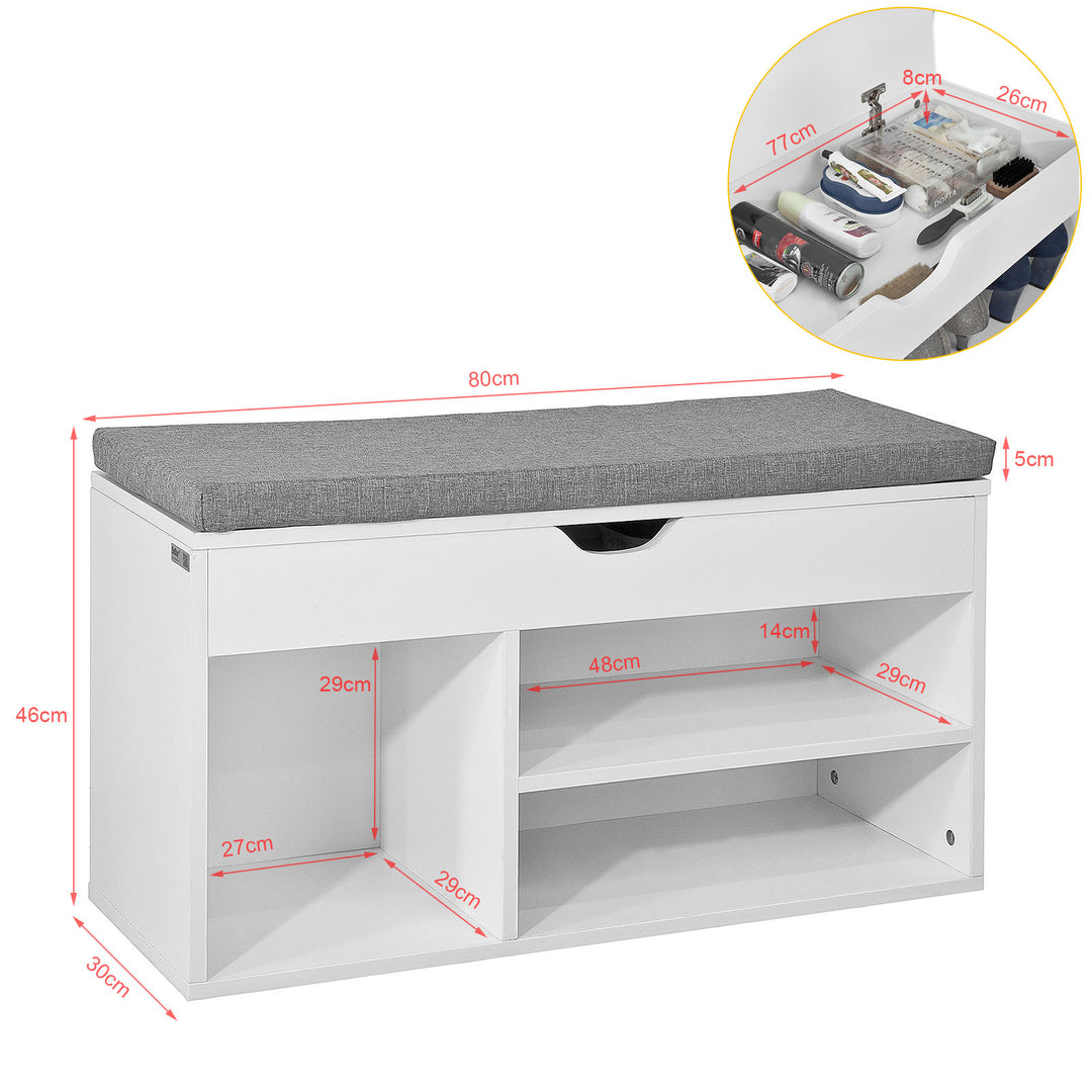 Haotian FSR45-HG,Shoe Storage Cabinet,Shoe Rack Shoe Bench with Lift Up Bench Top and Grey Cushion Image 3