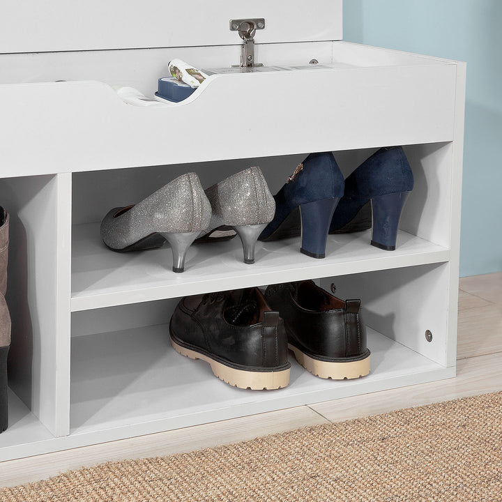 Haotian FSR45-HG,Shoe Storage Cabinet,Shoe Rack Shoe Bench with Lift Up Bench Top and Grey Cushion Image 5