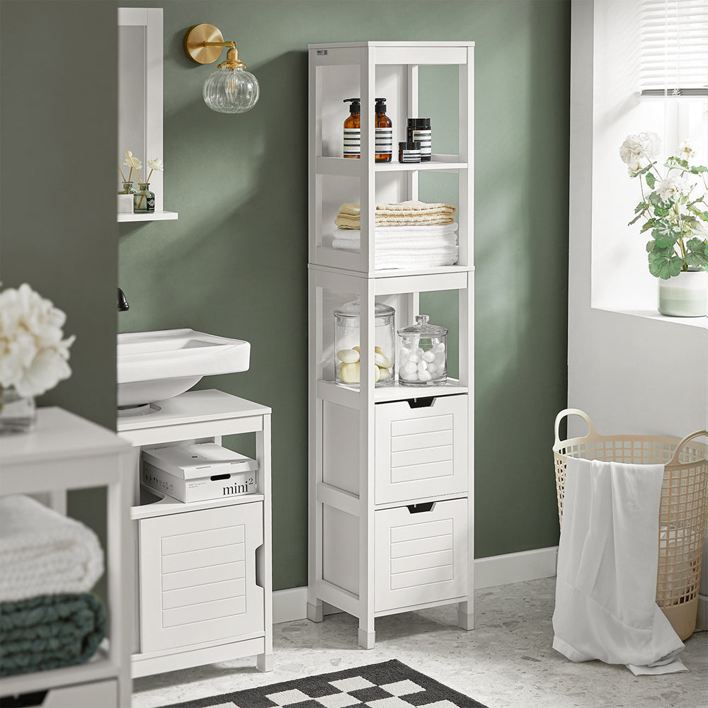 Haotian FRG126-W White Bathroom Storage Cabinet Floor Standing Tall 57in Image 2