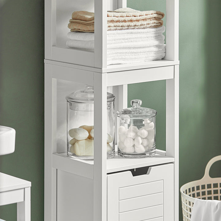 Haotian FRG126-W White Bathroom Storage Cabinet Floor Standing Tall 57in Image 5