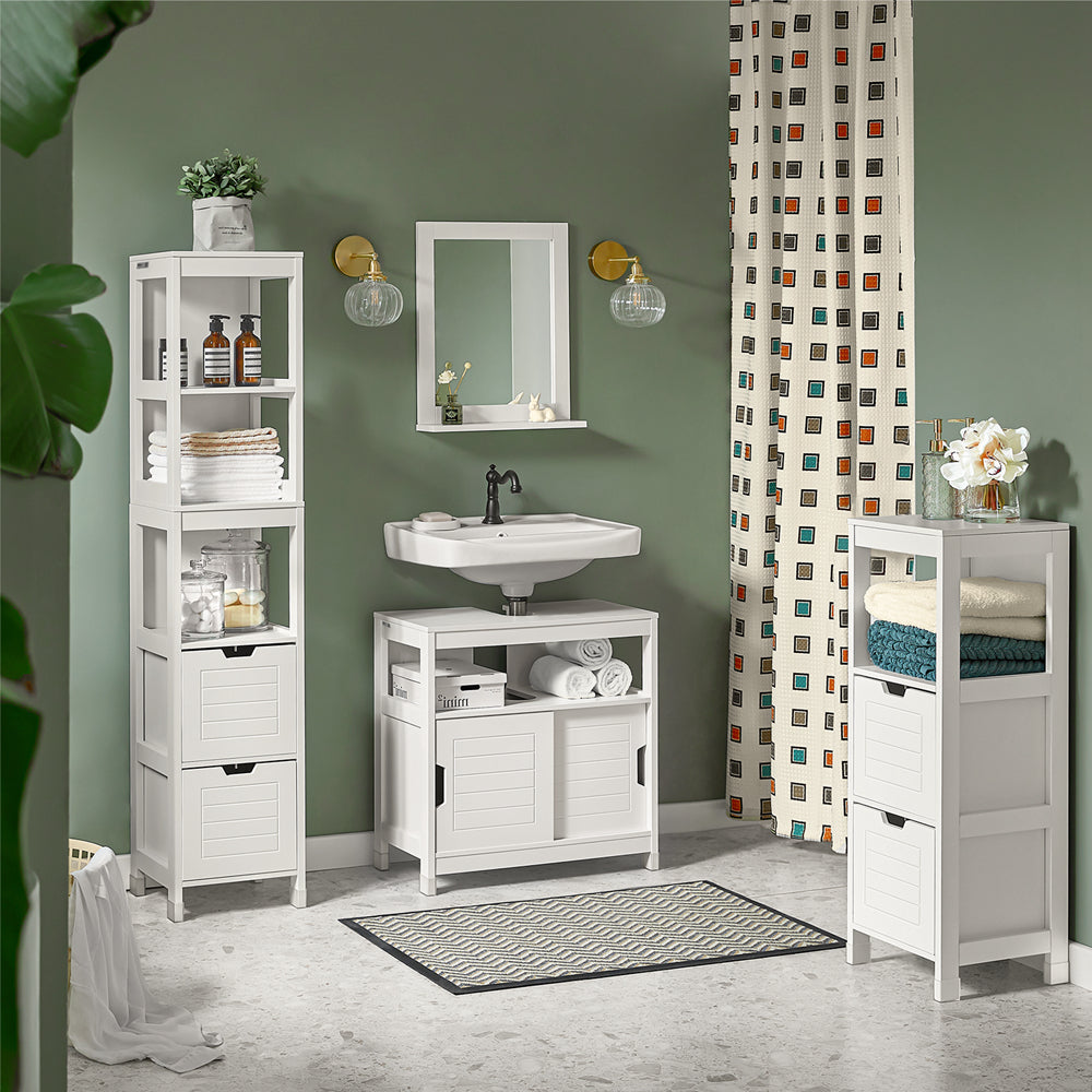 Haotian FRG126-W White Bathroom Storage Cabinet Floor Standing Tall 57in Image 7