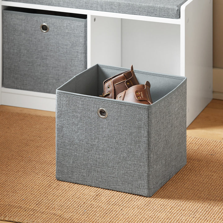 Haotian FSR65-K-DG, Grey 2 Baskets Hallway Bedroom Storage Bench with Seat Cushion, Shoe Bench, Shoe Rack, Shoe Cabinet Image 4