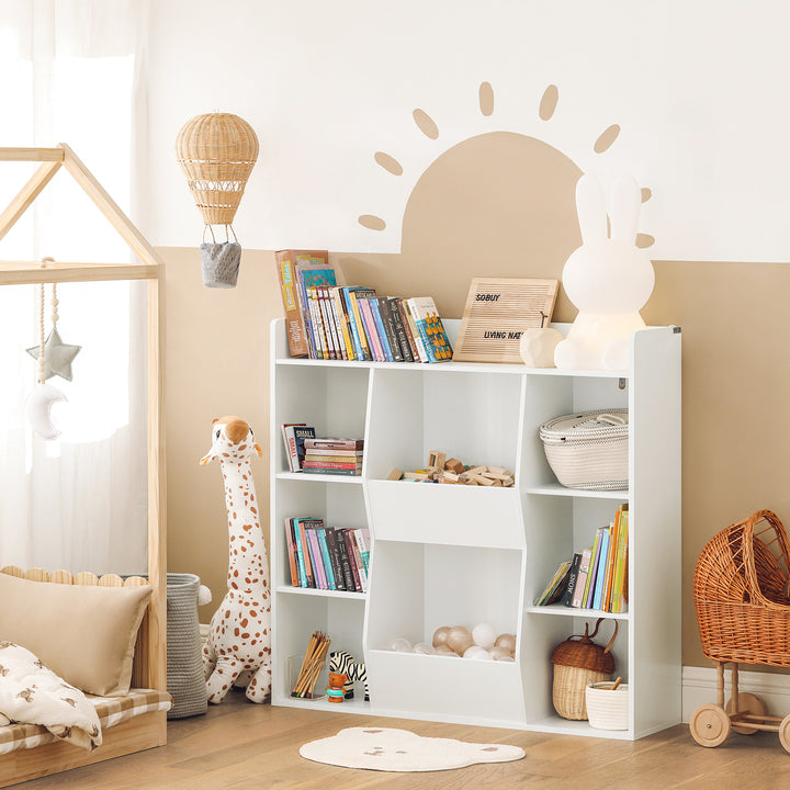 Haotian KMB55-W, Children Kids Bookcase Book Shelf Toy Shelf Storage Display Shelf with 8 Storage Compartments Image 6